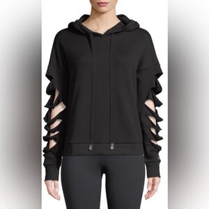 ALO Yoga Black Cutout-Sleeve Hoodie